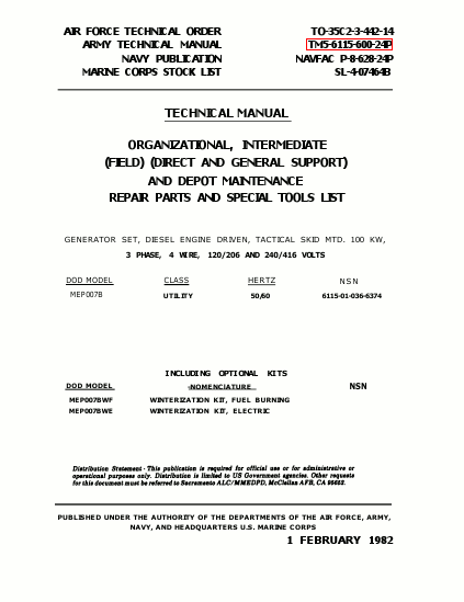 TM 5-6115-600-24P Technical Manual
